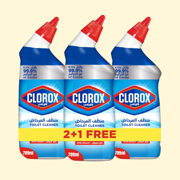 Clorox Toilet Cleaner Original Scent, 2+1 Free, 709ml, Kills 99.9% of Germs and 100% Powers Through Stains