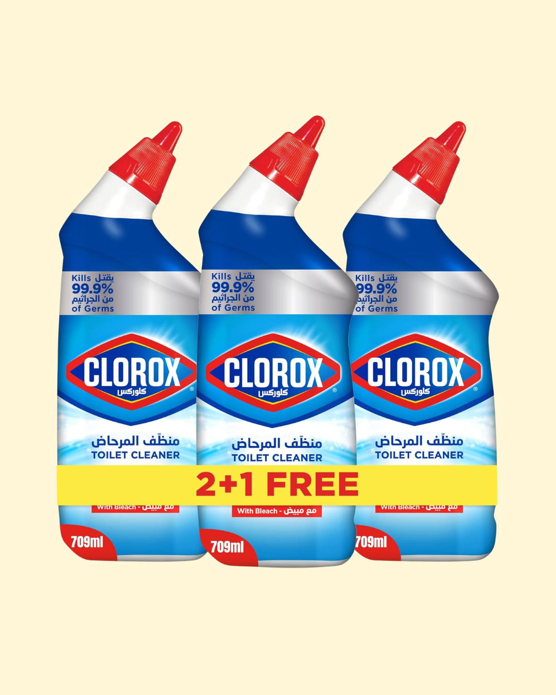 1 Clorox Toilet Cleaner Original Scent, 2+1 Free, 709ml, Kills 99.9% of Germs and 100% Powers Through Stains - Image 1