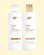 DOVE Shampoo, 5 oils nourishing care, tames frizz for 2x smoother* hair, 400ml + DOVE Conditioner, 5 oils nourishing care, 350ml