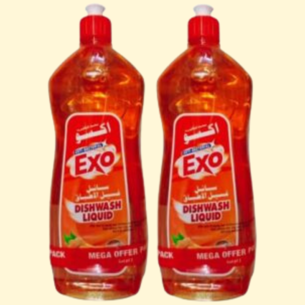 Exo Anti-Bacterial Dishwash Liquid Ginger Twist - Pack of 2 - Removes Bacteria from Utensils - Gentle on Hands - 2 x 750 ml
