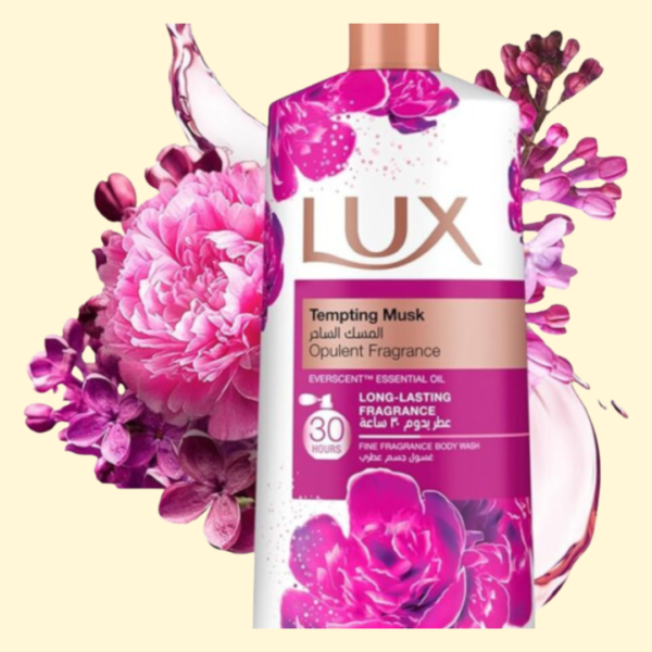 LUX Opulent Fragrance Body Wash, Tempting Musk, 30H Long-Lasting Scent, with Everscent Essential Oil, 700ml