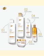 DOVE Shampoo, 5 oils nourishing care, tames frizz for 2x smoother* hair, 400ml + DOVE Conditioner, 5 oils nourishing care, 350ml - Image 4