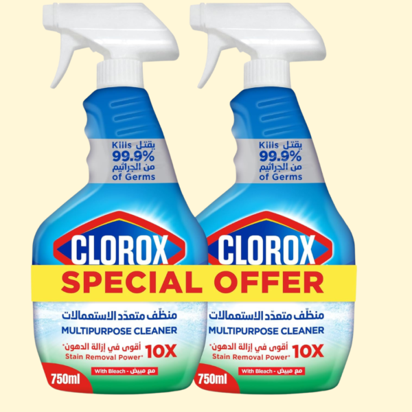 Clorox Spray Cleaners Dual Pack, Clorox Multipurpose Cleaner 750ml, Kills 99.9% Of Germs, with Bleach
