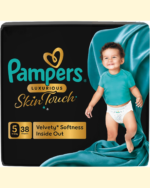 Pampers Luxurious Skin Touch – Premium Diapers with Luxurious Velvety Softness Inside Out, Size 5, 11-16kg, 38 Premium Diapers for Toddlers