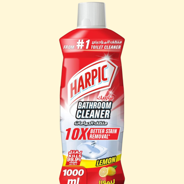 Harpic Bathroom Cleaner, Lemon Fragrance for 10X Better Stain Removal, 1L