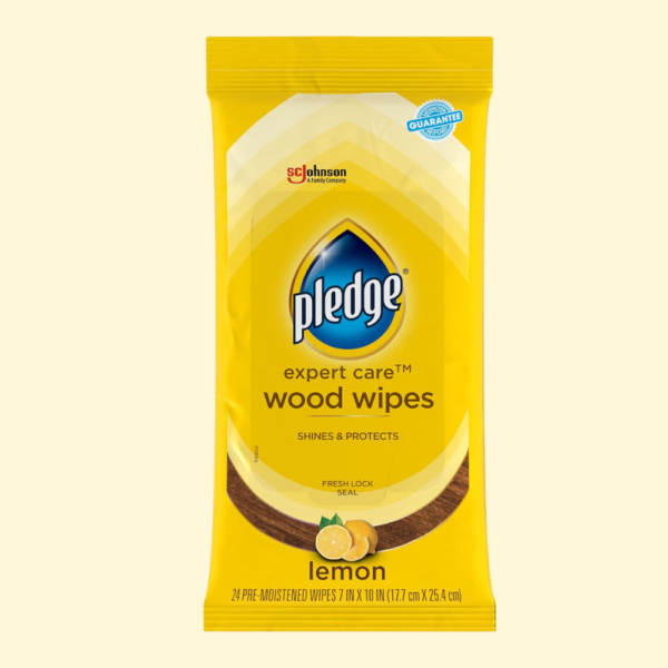 Pledge Multi-Surface Furniture Polish Wipes, Works on Wood, Granite, and Leather, Cleans and Protects, Lemon (24 Total Wipes)