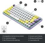 Logitech Pop Keys Mechanical Wireless Keyboard With Customizable Emoji Keys, Durable Compact Design, Bluetooth Or Usb Connectivity, Multi Device, Os Compatible, Arabic Keyboard Daydream, Mint - Image 2