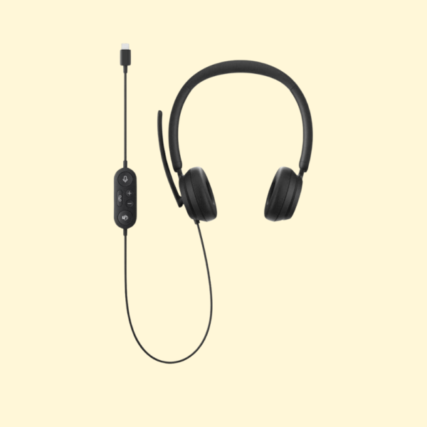 Microsoft Modern USB-C Headset - Wired Headset,On-Ear Stereo Headphones with Noise-Cancelling Microphone, USB-C Connectivity, in-Line Controls, PC/Mac/Laptop - Certified Teams, Black