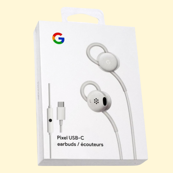 Google Earbuds Wired Headset USB-C, Comfortable Fit, Inline Controls, Compatible with Type-C Phones - White (Retail)