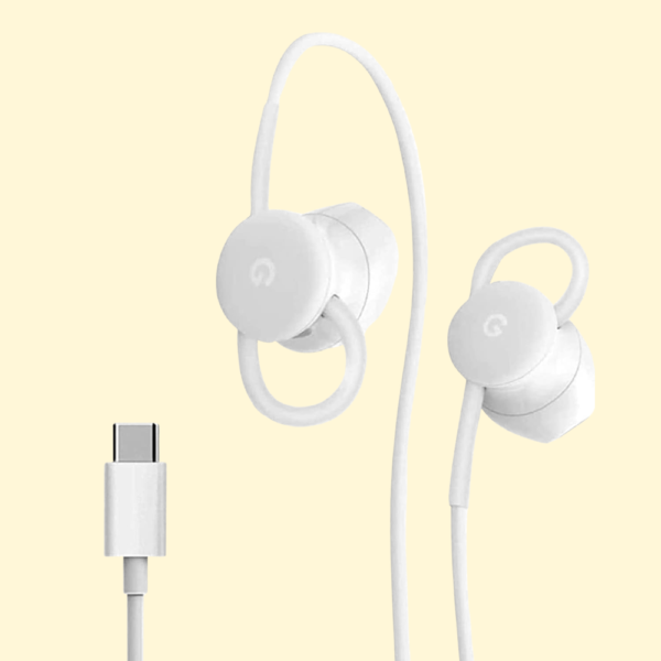 Google Earbuds USB-C Wired Digital Headset Type-C for Pixel Phones - Microphone and Volume Control - White