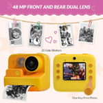 Mafiti Kids Camera Instant Print, 48MP Digital Camera with Zero Ink, Selfie 1080P Video Camera with 32G TF Card, Toys Gifts for Girls Boys Aged 3-12 for Christmas/Birthday/Holiday (Orange) - Image 3