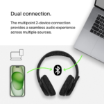 Belkin SoundForm Adapt Wireless Over-Ear Headset, Headphones for Work, Play, Gaming, & Travel with Built-In Boom Microphone - Compatible with iPhone, iPad, Galaxy, and More - Black - Image 3