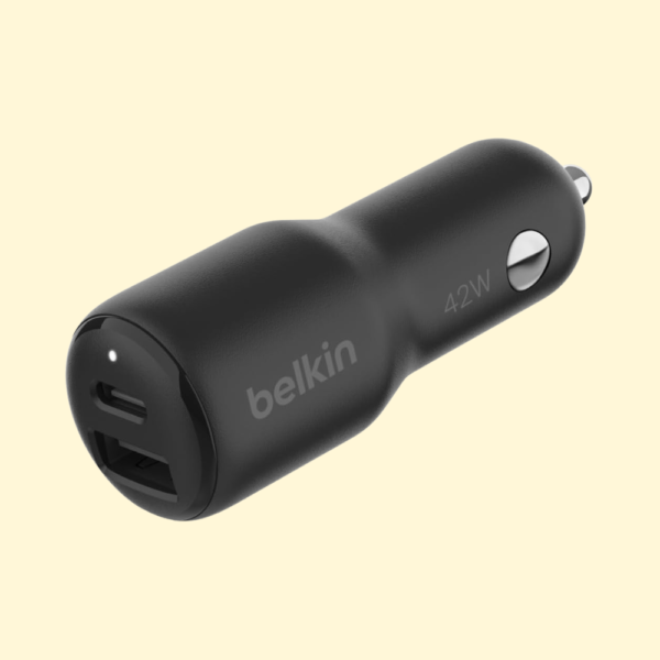 Belkin BoostCharge Dual Car Charger 42W w/Fast Charge USB-C 30W PPS & 12W USB-A Ports for Apple iPhone 16/16 Pro/16 Plus/16 Pro Max, iPhone 15, 14, 13, 12 Series, Samsung Galaxy S24, & More - Black
