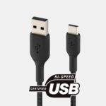 Belkin Fast Charge Braided USB C charger cable, USB-C to USB-A cable, USB type C charging cable for iPhone 15, Samsung Galaxy S23, Google Pixel, iPad, MacBook, Nintendo Switch and more - 2m, Black - Image 4