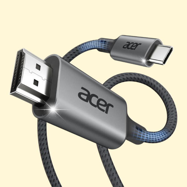Acer USB C to HDMI Cable 4K@60Hz [Thunderbolt 4/3 Compatible, 1M] Type-C to HDMI Cable Nylon Braided, HDMI Cord for PC Laptop Tablet, iPhone 16/15 Pro/Pro Max, Galaxy S25, MacBook Pro/Air, iPad Pro Thunderbolt 4/3 Support, High-Speed Type C to HDMI 2.0 Braided Cord Compatible for Acer, MacBook Neo, iPhone 17 Pro/Max, iPad