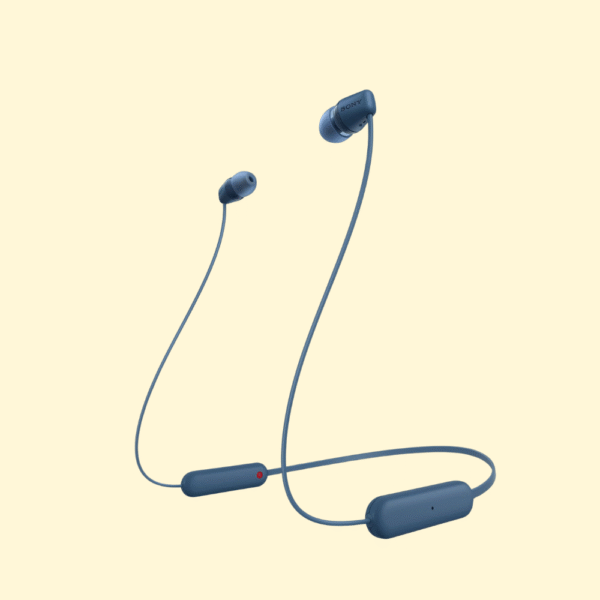 Sony WI-C100 Wireless in-Ear Bluetooth Headphones with Built-in Microphone, Comfortable And Easy To Use Long Battery Life Quick Charging, Blue