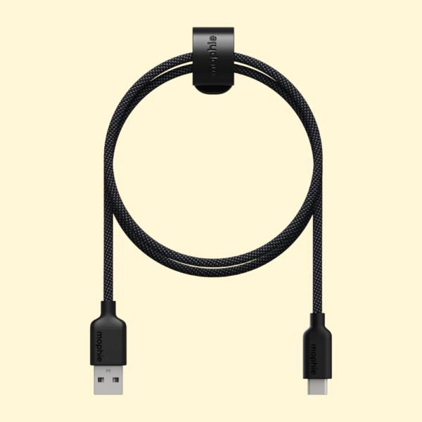 mophie Charge Stream USB-A to USB-C 1m/3ft Silicone Cable - Braided Enduraflex Design, 15W Fast Charge Compatible, & Ultra-Durable Build