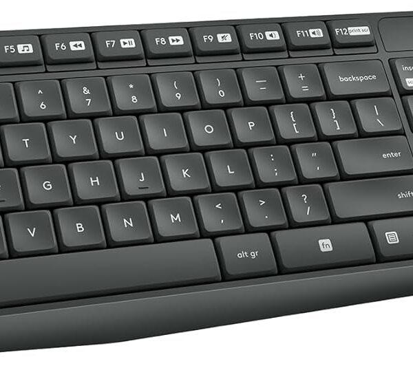 Logitech MK235 Wireless Keyboard and Mouse Combo for Windows, 2.4 GHz Wireless with Unifying USB-Receiver, Wireless Mouse, 15 FN Keys, 3-Year Battery Life, PC/Laptop, Arabic/English Layout - Black