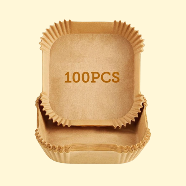 COSORI Baking Paper for Hot Air Fryer 4.5-6L, Pack of 100, 20 cm, Unbleached and Non-Stick Square Disposable Paper for Airfryer, Oven, Microwave, Steamer, Oil and Waterproof
